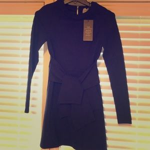 Long sleeve dress with faux tie front